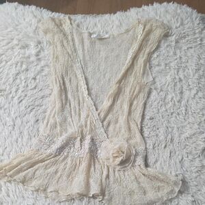 Elegant Cream Lace Women's Top